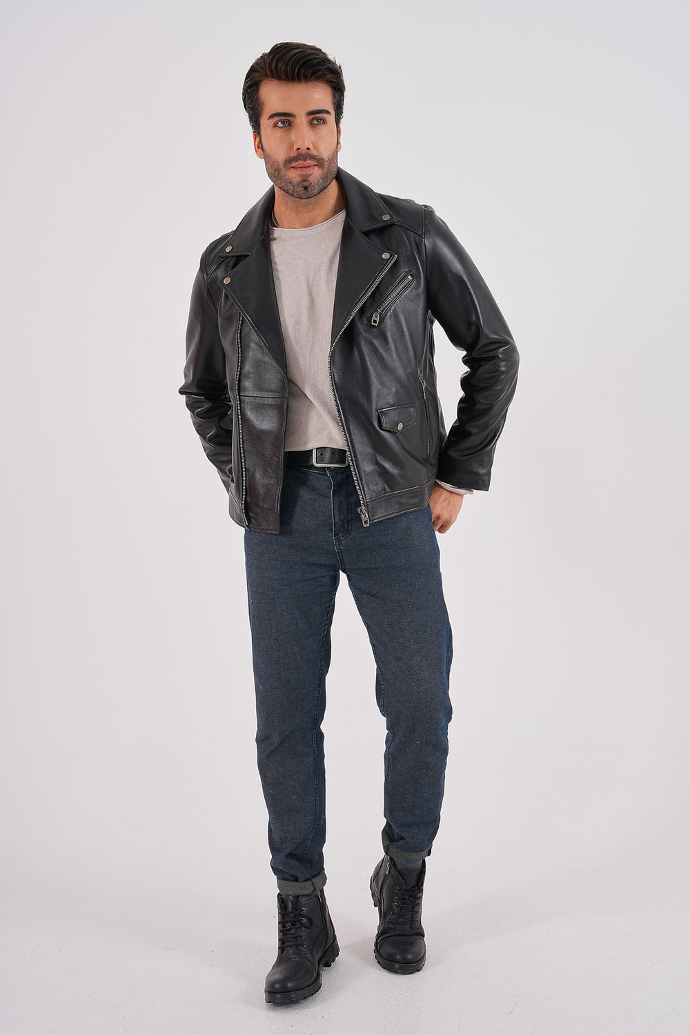 The Volt Black Leather Biker Jacket Exclusive Style