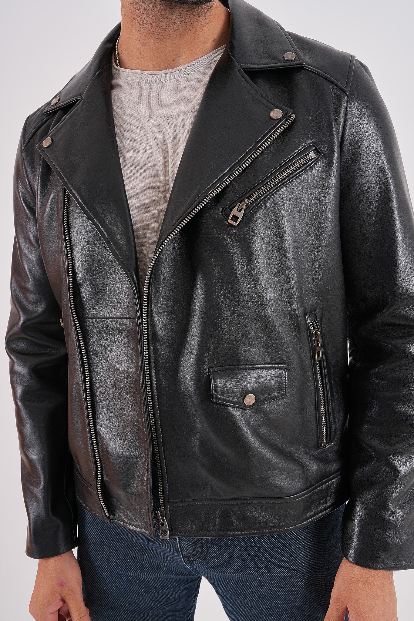 The Volt Black Leather Biker Jacket Exclusive Style