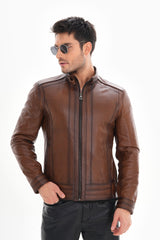 The Arezzo Brown Leather Jacket On Sale