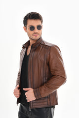 The Arezzo Brown Leather Jacket On Sale