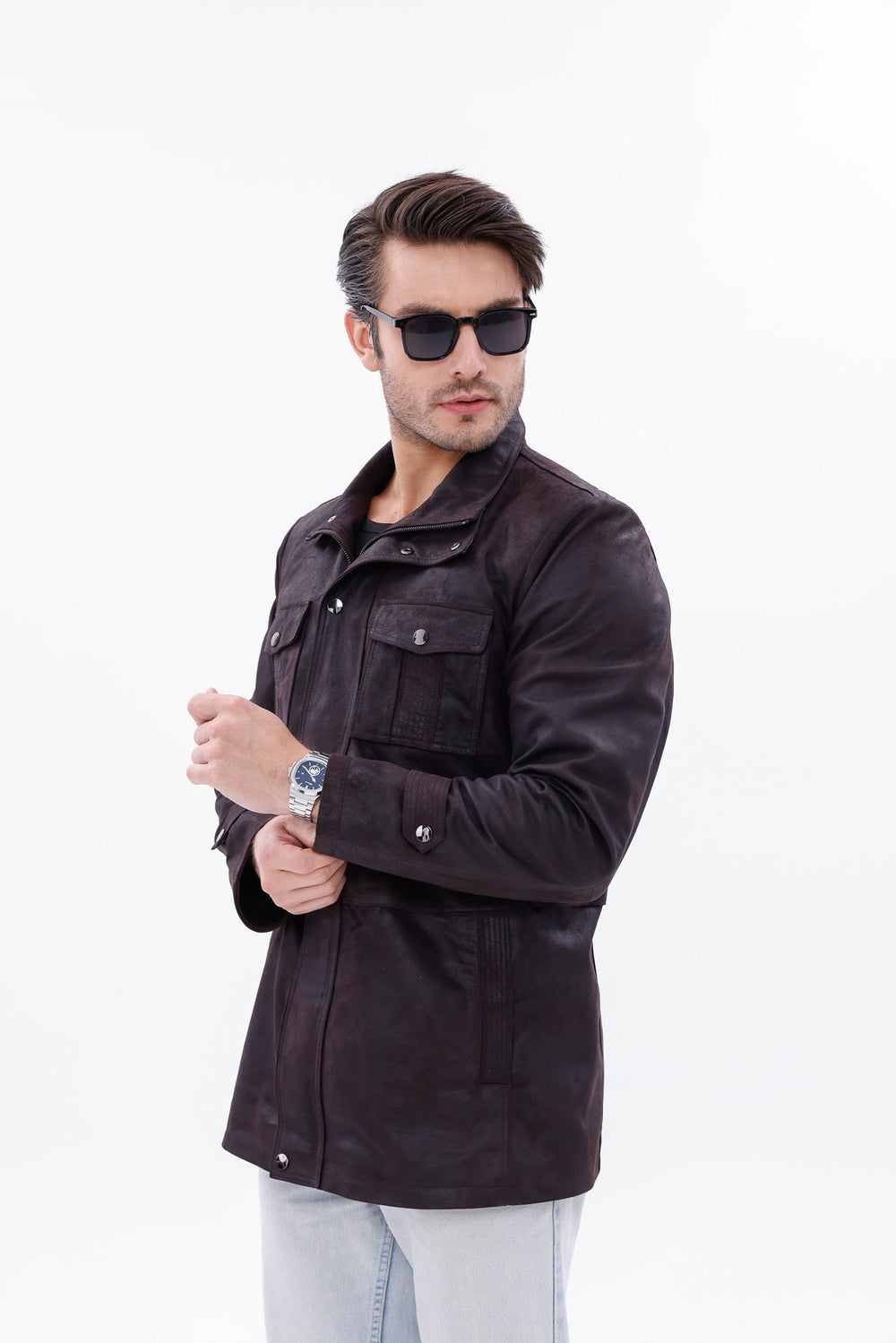 The Cremona Deep Brown Suede Leather Jacket All New