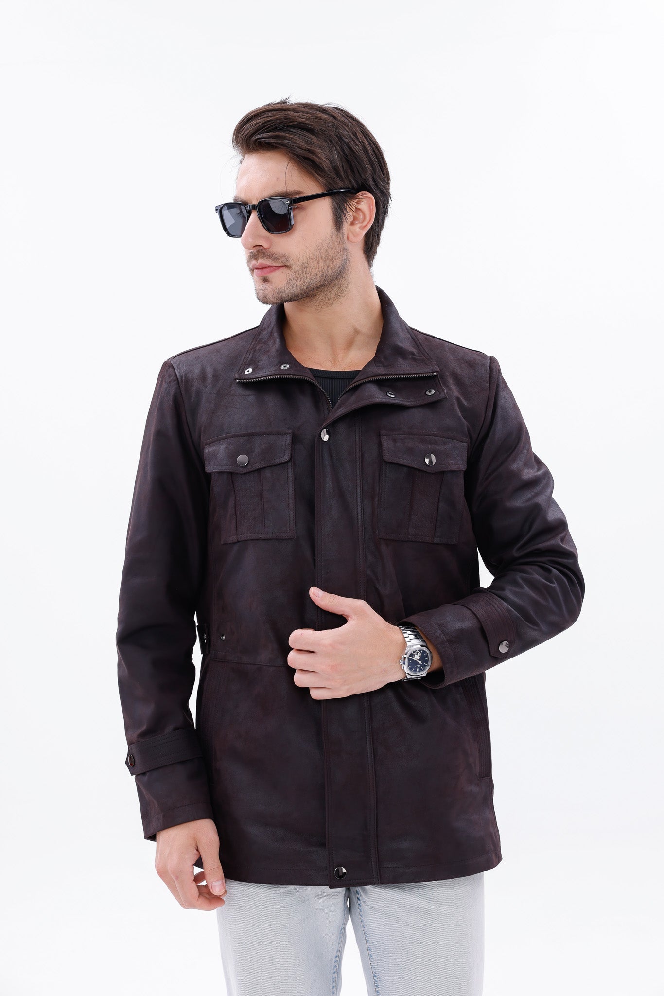 The Cremona Deep Brown Suede Leather Jacket All New