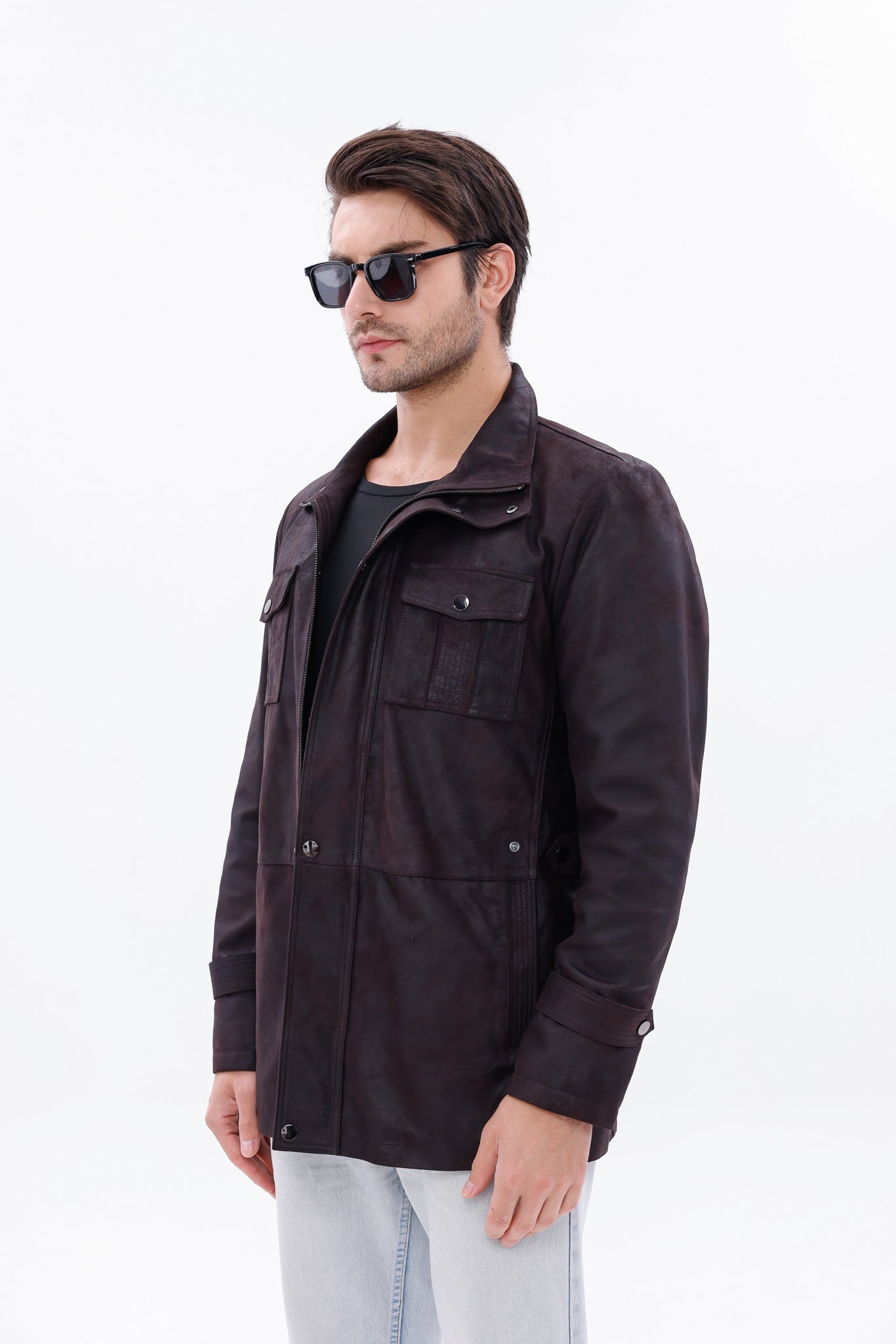 The Cremona Deep Brown Suede Leather Jacket All New