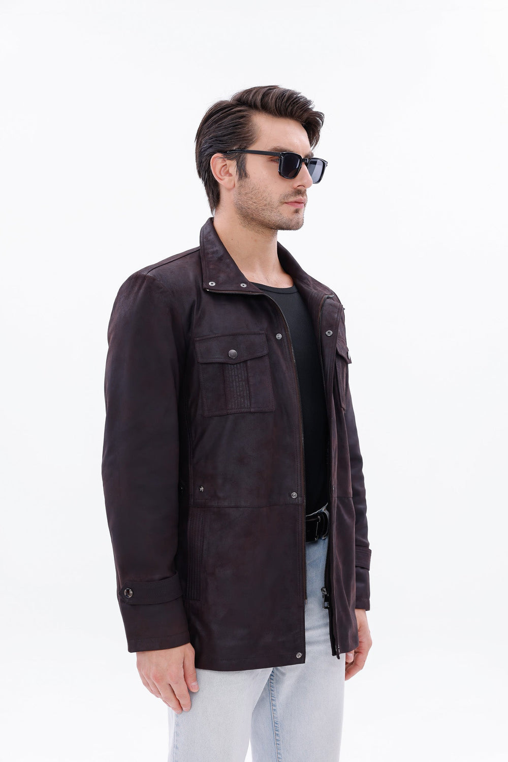 The Cremona Deep Brown Suede Leather Jacket All New