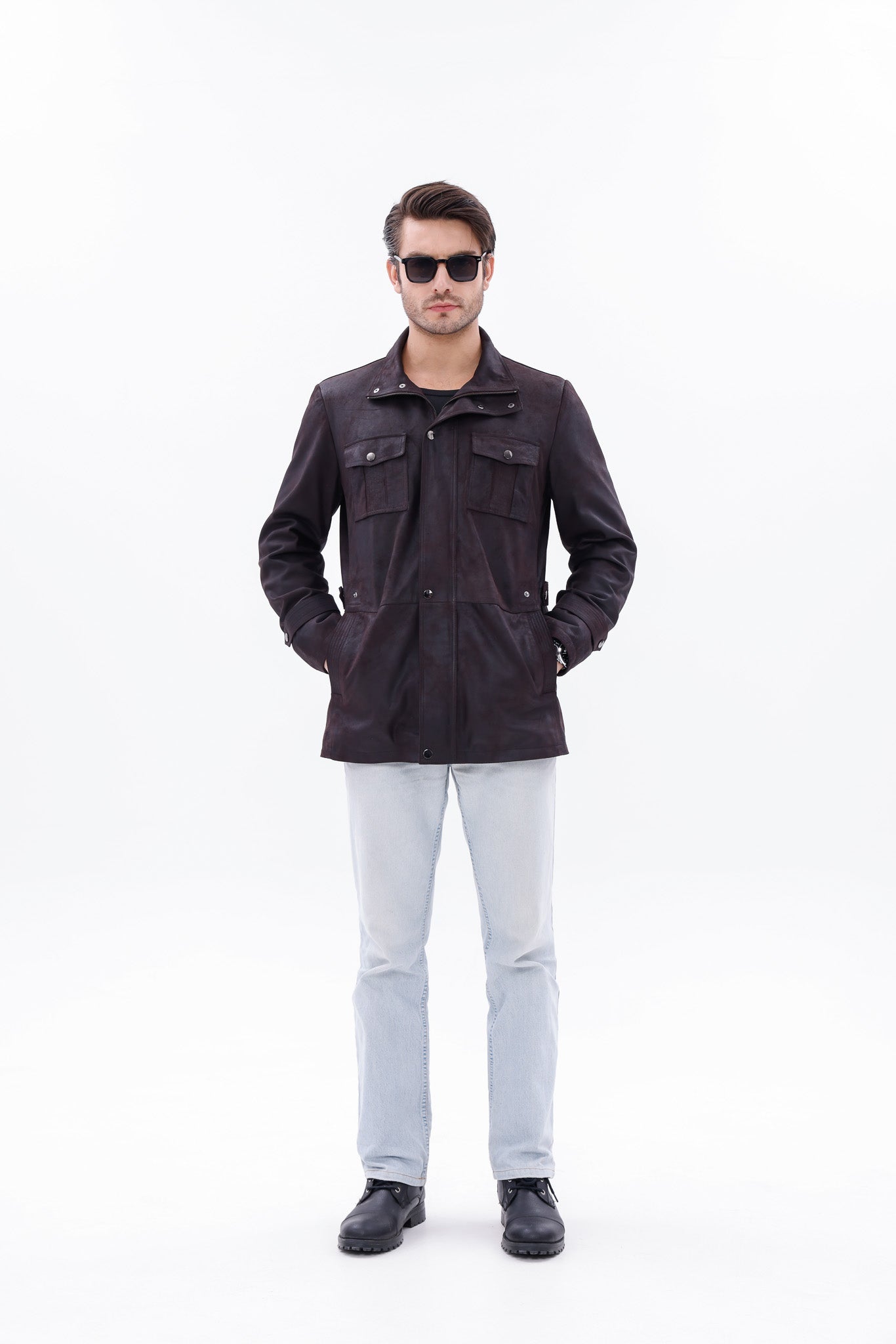 The Cremona Deep Brown Suede Leather Jacket All New