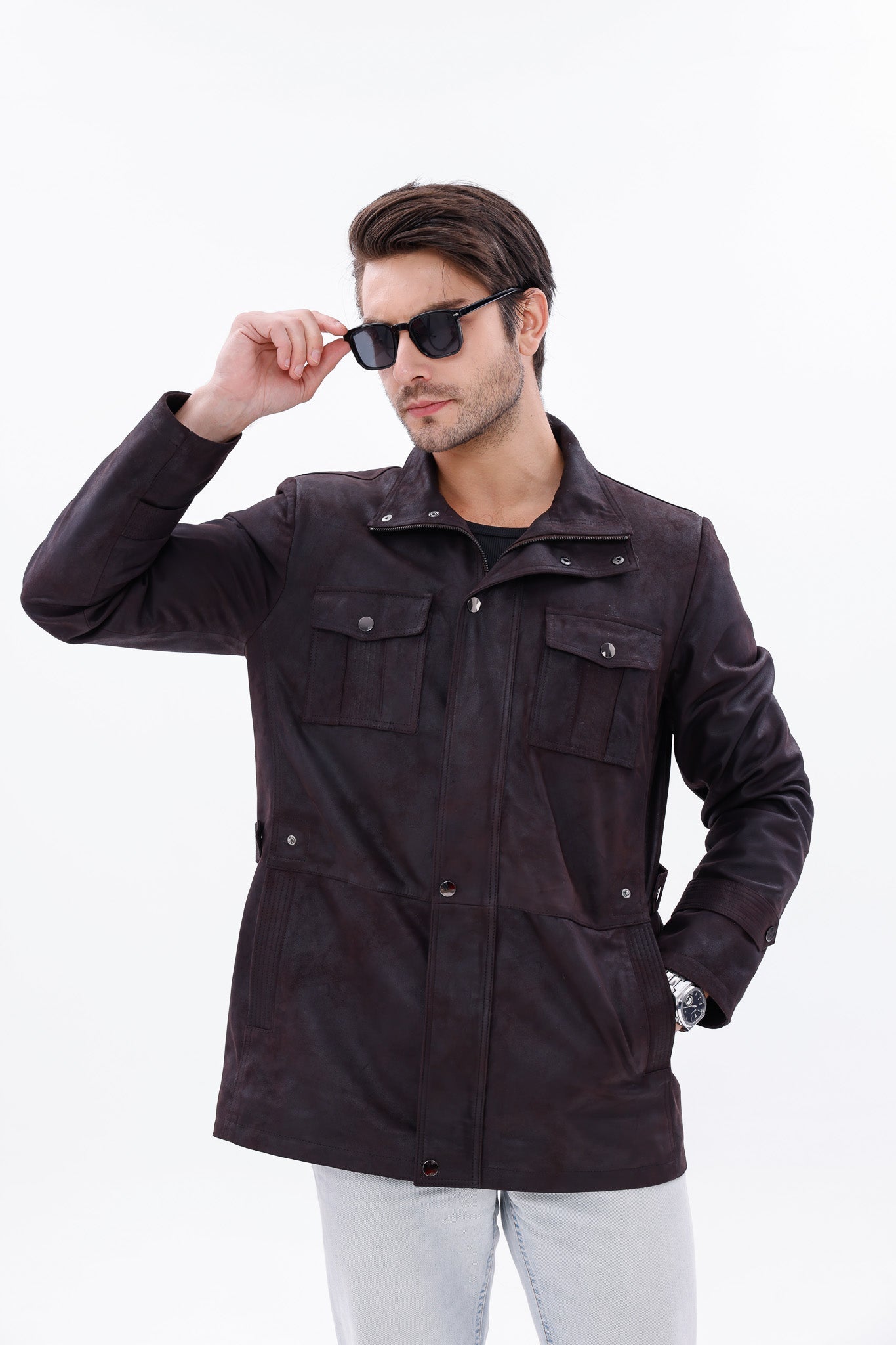 The Cremona Deep Brown Suede Leather Jacket All New