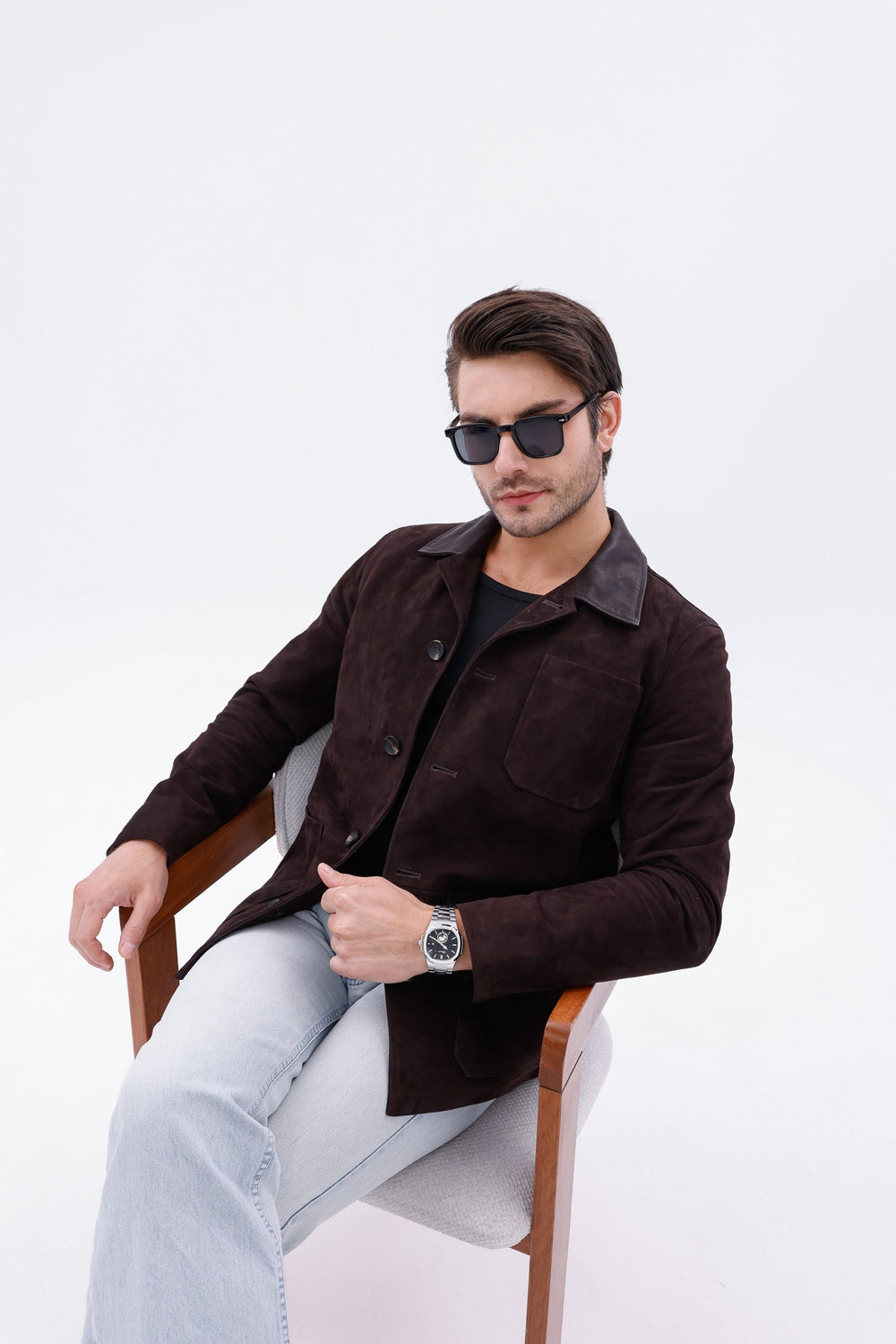 The Matera Suede Brown Leather Jacket Universal Fit