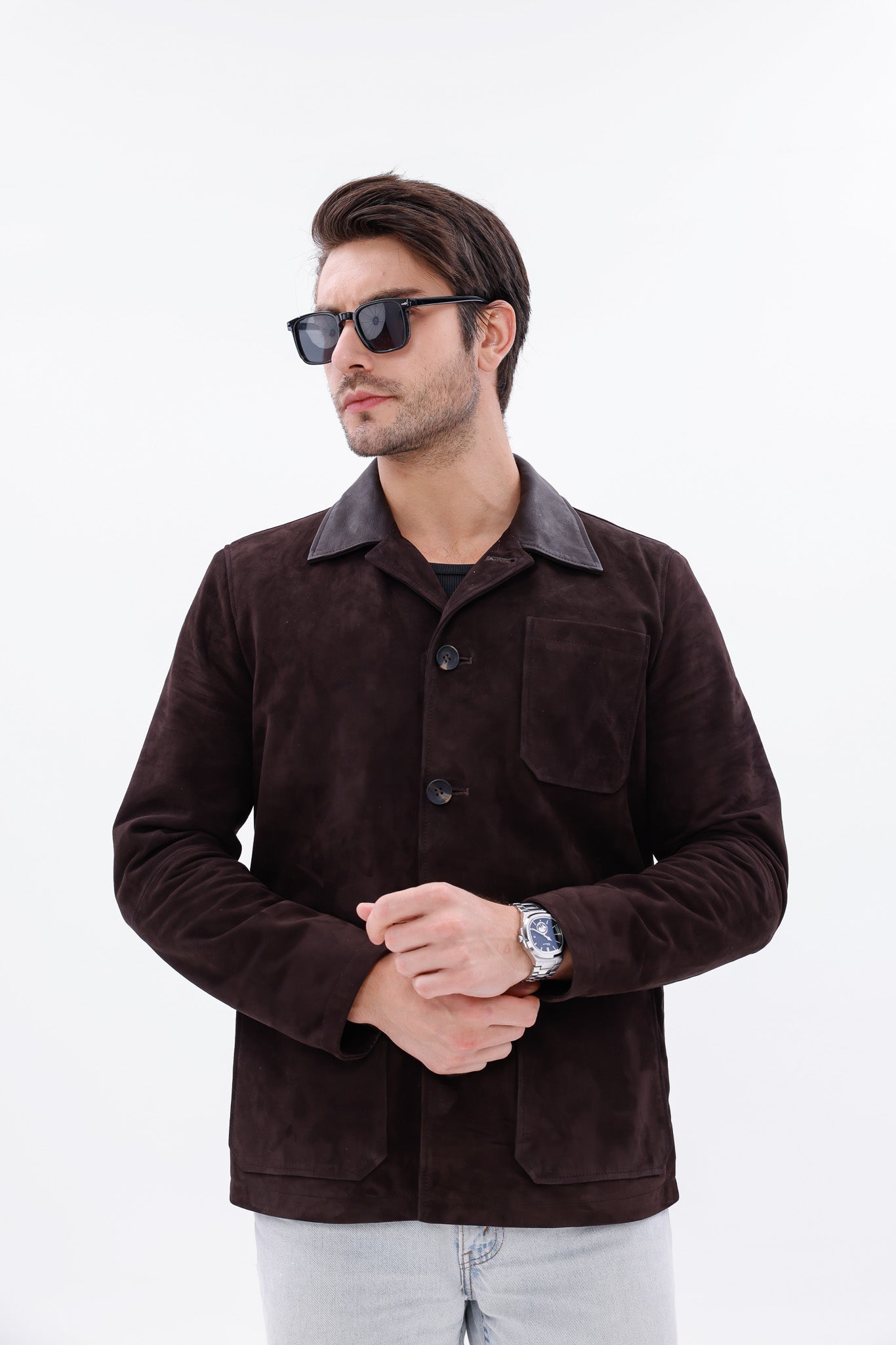 The Matera Suede Brown Leather Jacket Universal Fit