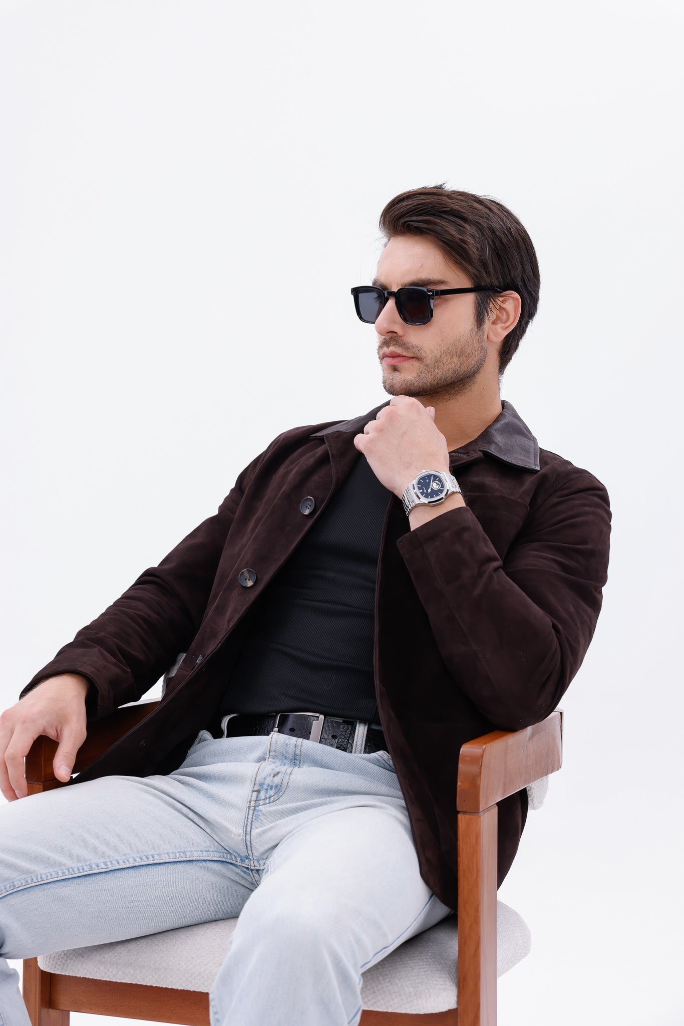 The Matera Suede Brown Leather Jacket Universal Fit