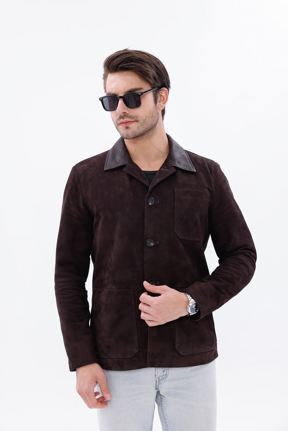 The Matera Suede Brown Leather Jacket Universal Fit