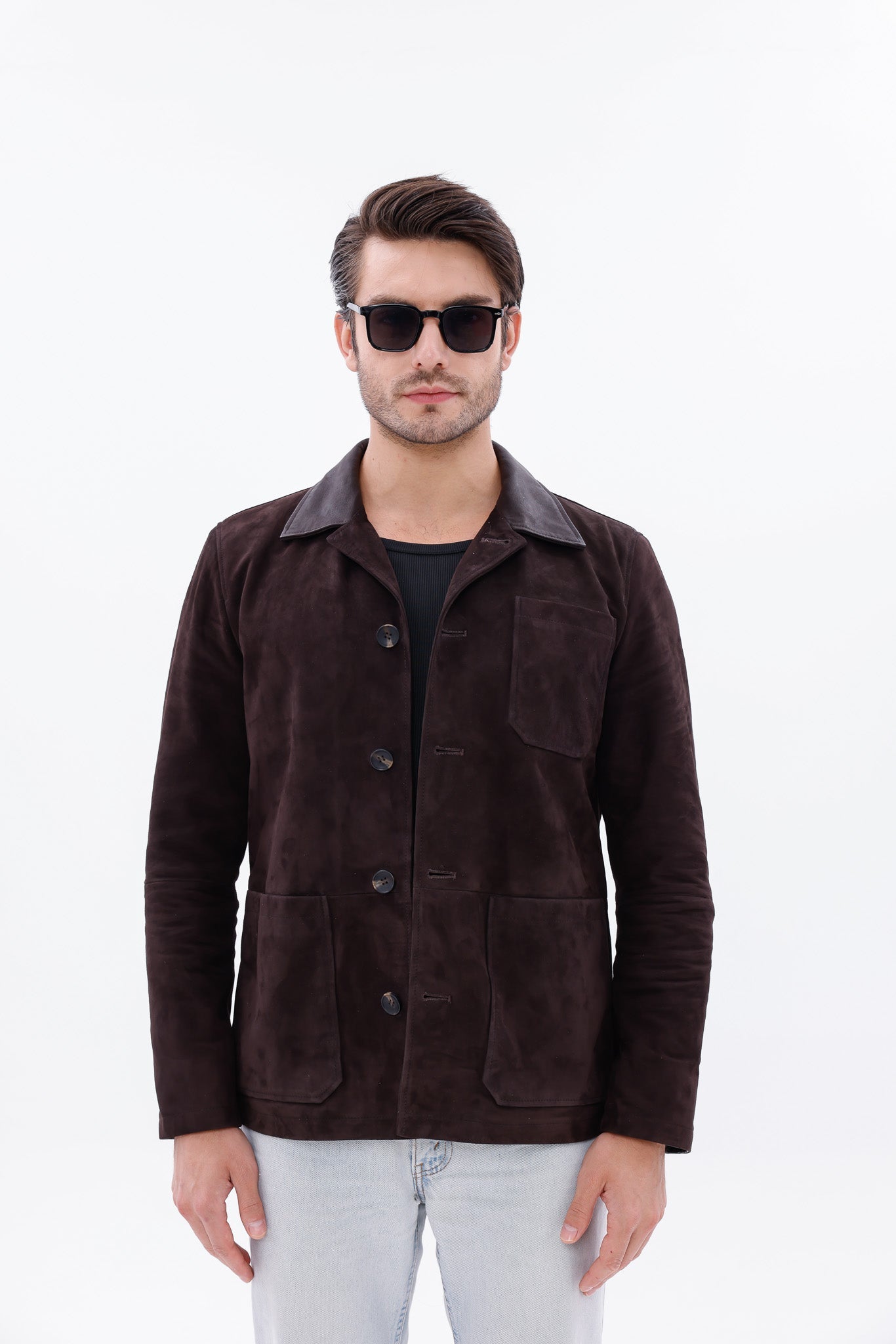 The Matera Suede Brown Leather Jacket Universal Fit