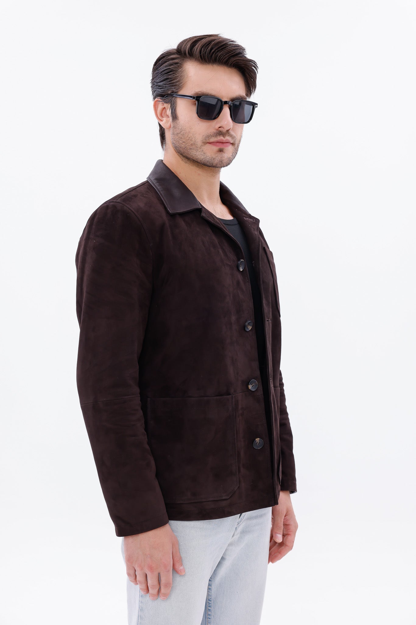 The Matera Suede Brown Leather Jacket Universal Fit