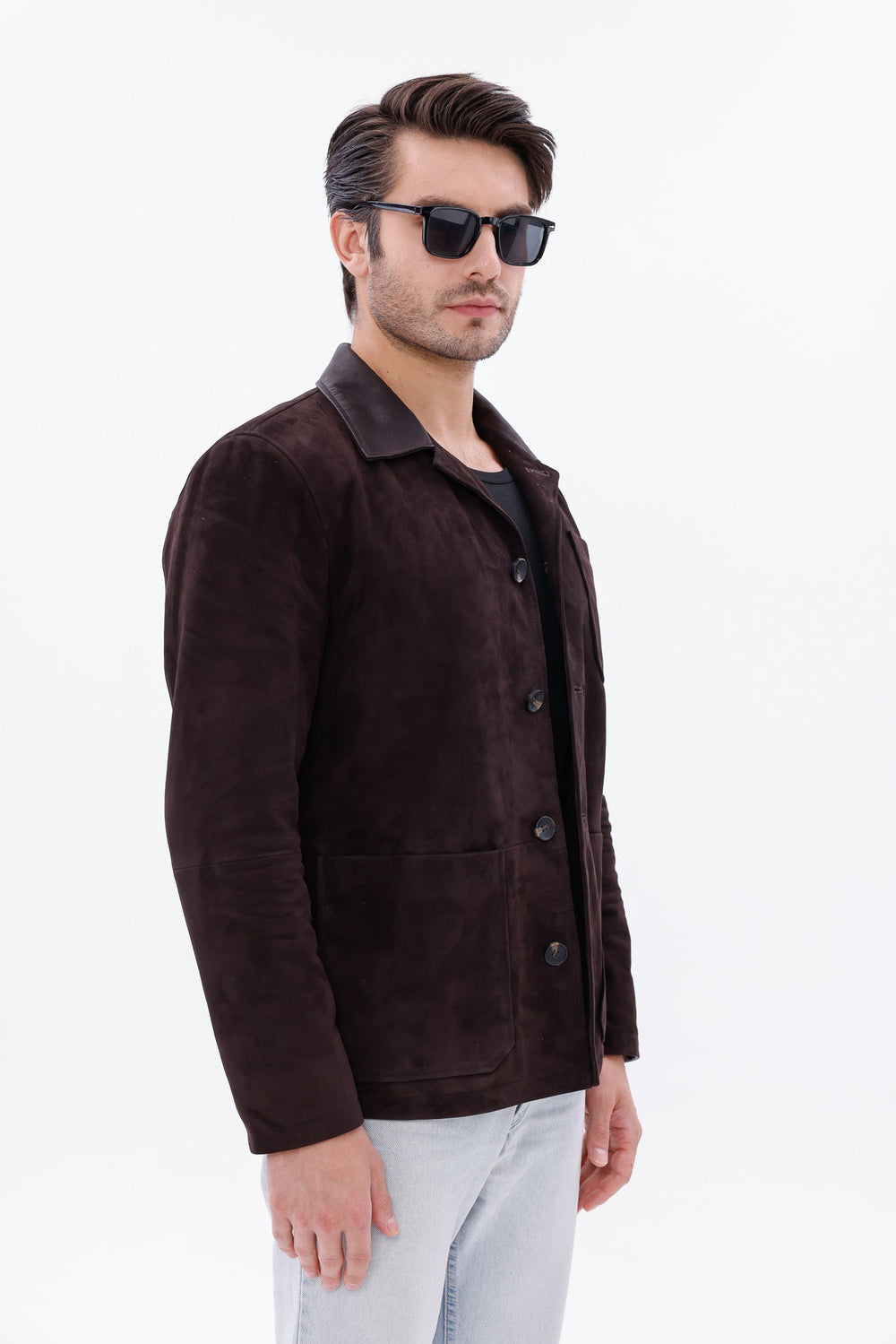 The Matera Suede Brown Leather Jacket Universal Fit