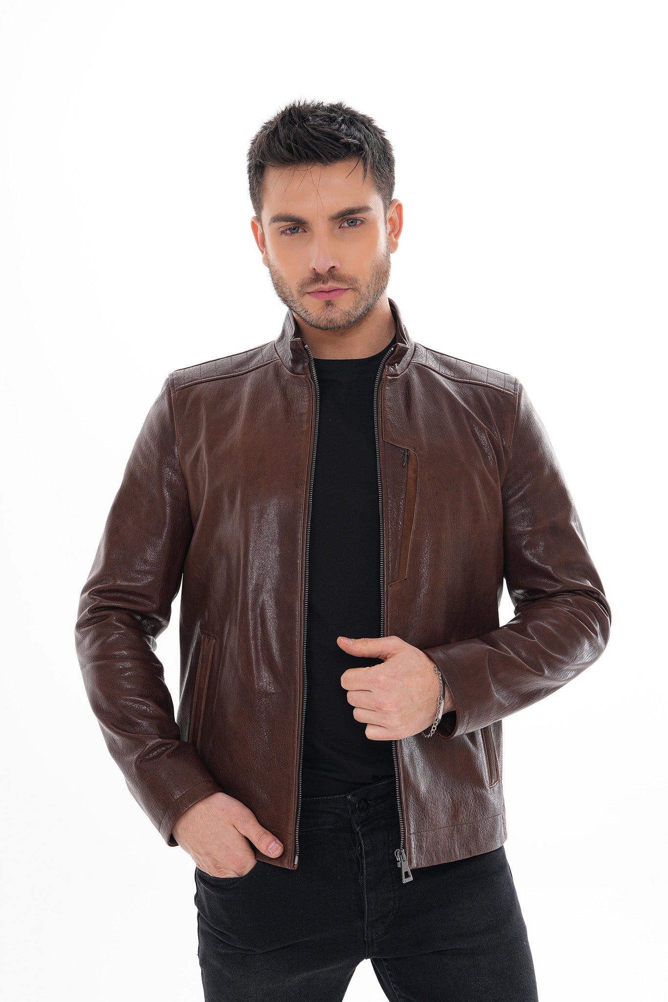 The Marco Brown Leather Jacket Fine Craftsmanship