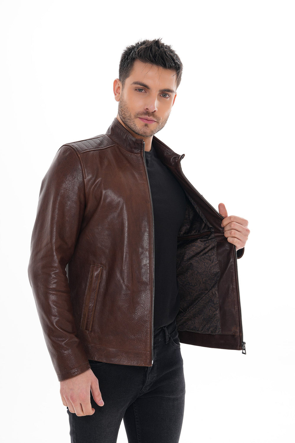 The Marco Brown Leather Jacket Fine Craftsmanship