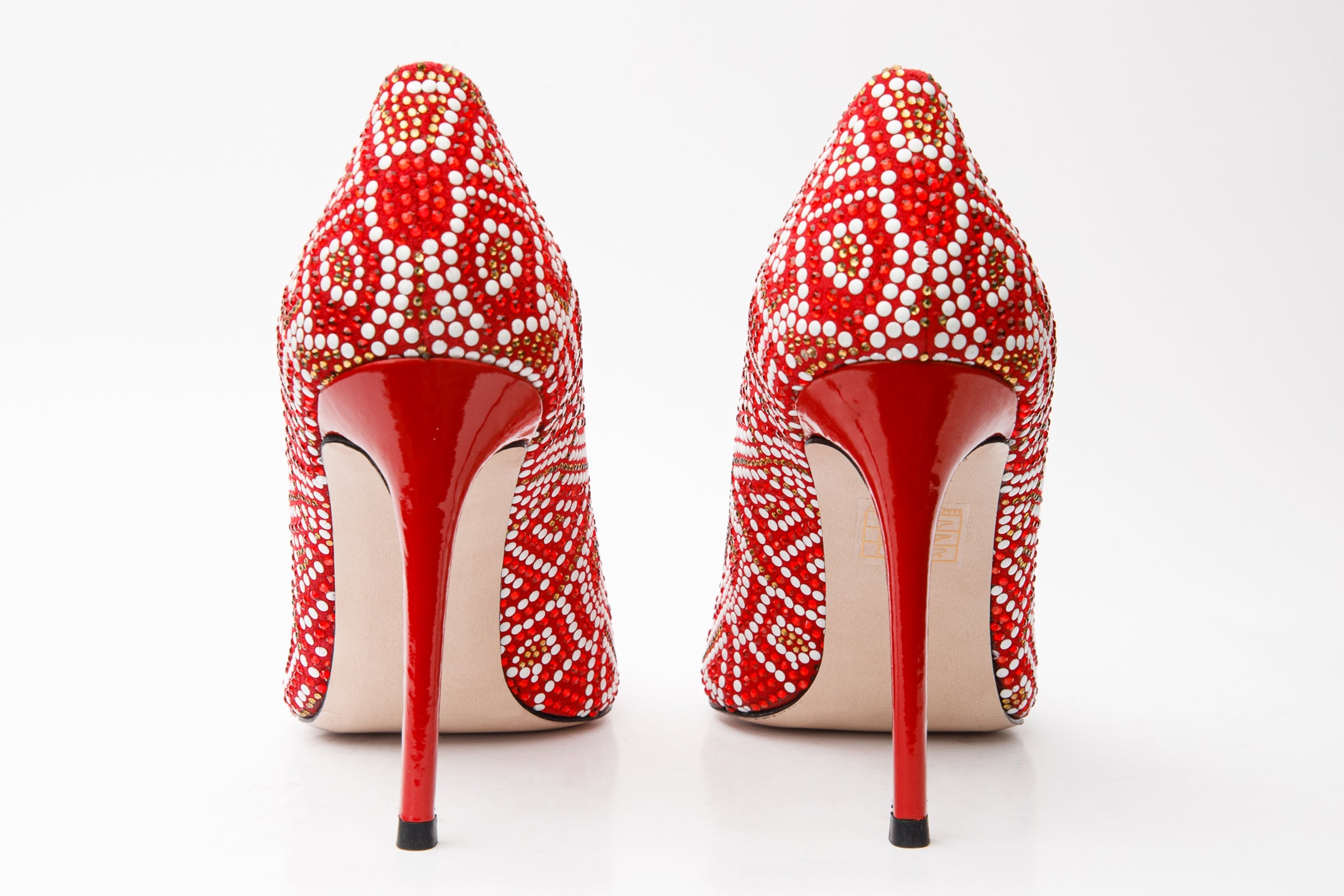 The Nampula Red Glitter Leather Pump Shoe Exclusive Style