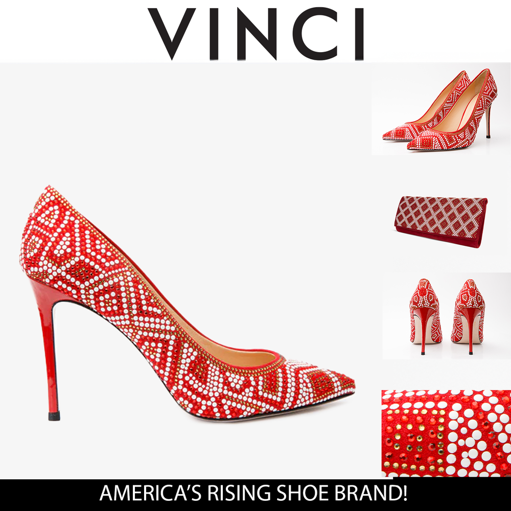 The Nampula Red Glitter Leather Pump Shoe Exclusive Style