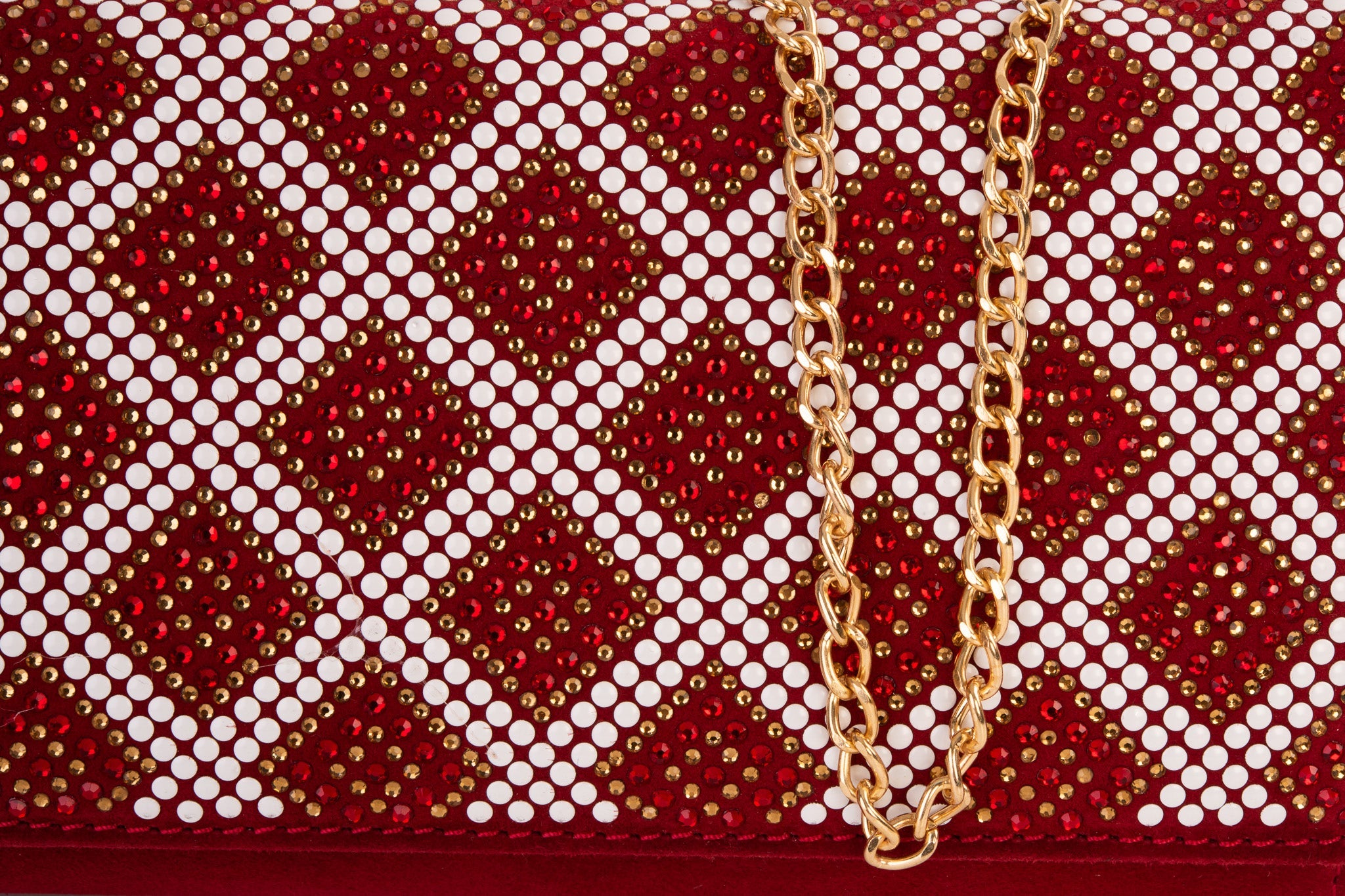 The Nampula Red Glitter Suede Leather Clutch On Sale