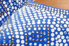 The Nampula Sax Blue Glitter Leather Pump Shoe For Sale