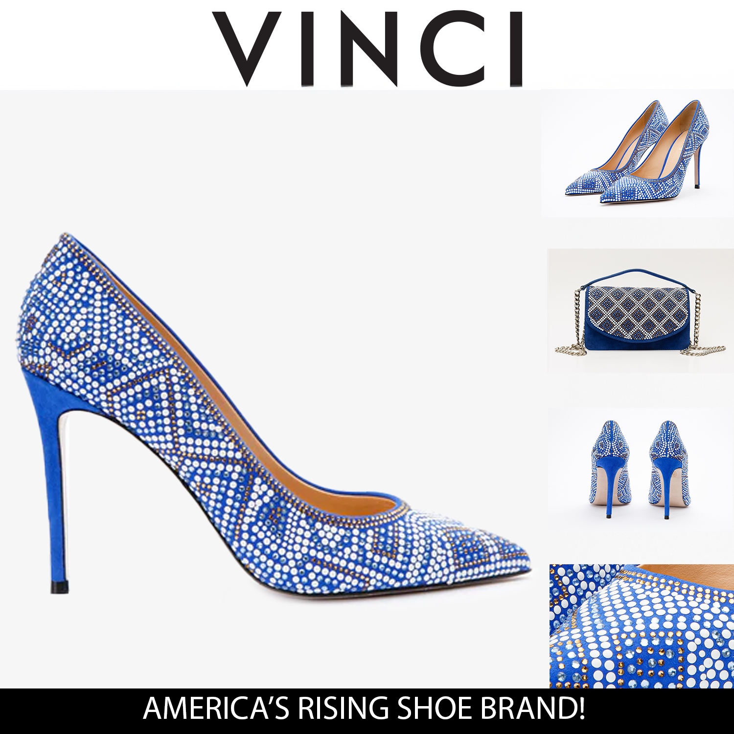 The Nampula Sax Blue Glitter Leather Pump Shoe For Sale