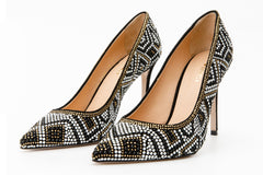 The Nampula Black Glitter Leather Pump Shoe Fine Craftsmanship