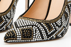 The Nampula Black Glitter Leather Pump Shoe Fine Craftsmanship