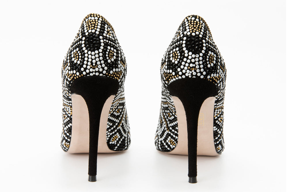 The Nampula Black Glitter Leather Pump Shoe Fine Craftsmanship