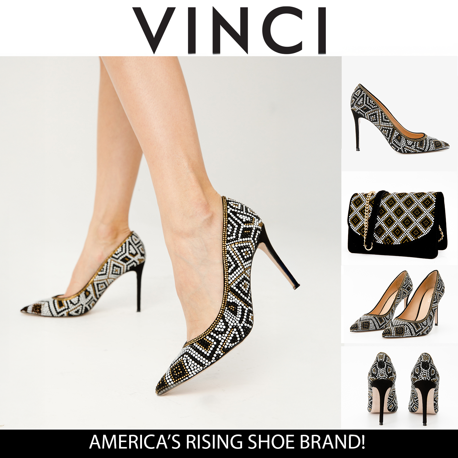 The Nampula Black Glitter Leather Pump Shoe Fine Craftsmanship