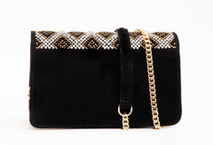 The Nampula Black Glitter Suede Leather Handbag Exclusive Style