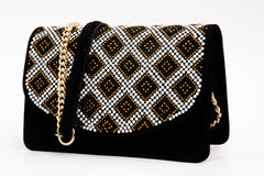 The Nampula Black Glitter Suede Leather Handbag Exclusive Style