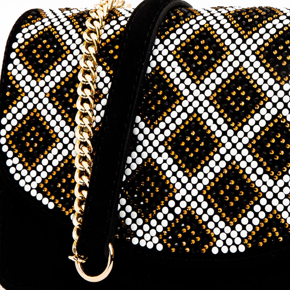 The Nampula Black Glitter Suede Leather Handbag Exclusive Style