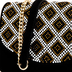 The Nampula Black Glitter Suede Leather Handbag Exclusive Style