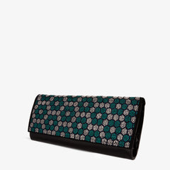 The Doha Black Leather Glitter Clutch For Sale