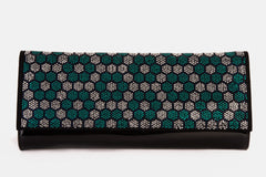 The Doha Black Leather Glitter Clutch For Sale