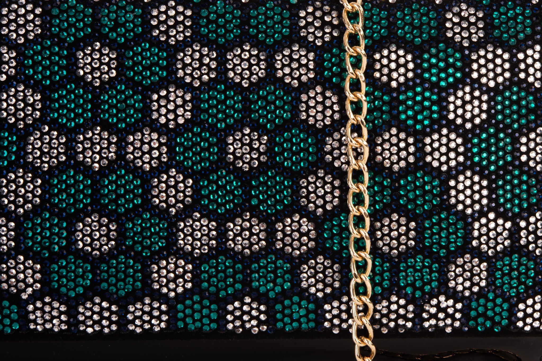 The Doha Black Leather Glitter Clutch For Sale