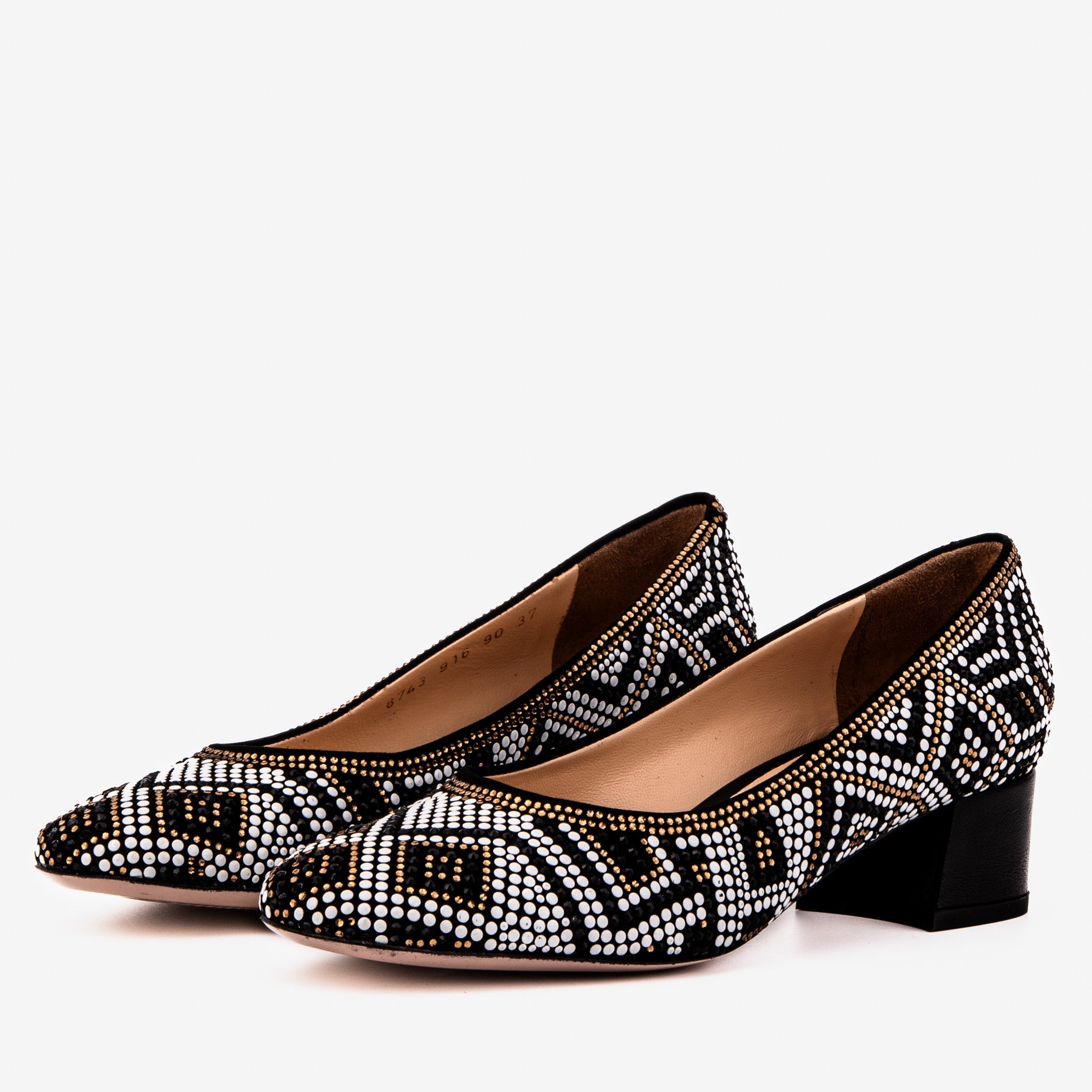Nampula Crystal-Embellished Black Leather Pump All New