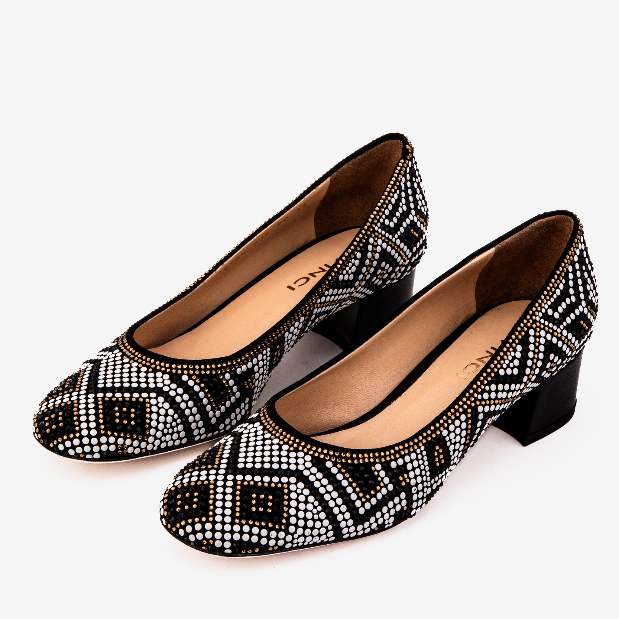 Nampula Crystal-Embellished Black Leather Pump All New