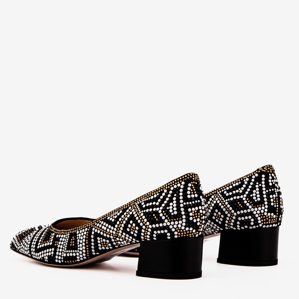 Nampula Crystal-Embellished Black Leather Pump All New