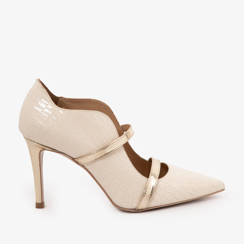 The Annapolis Cream Patent Leather Pump Shoe On Sale