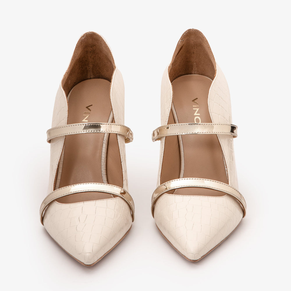The Annapolis Cream Patent Leather Pump Shoe On Sale
