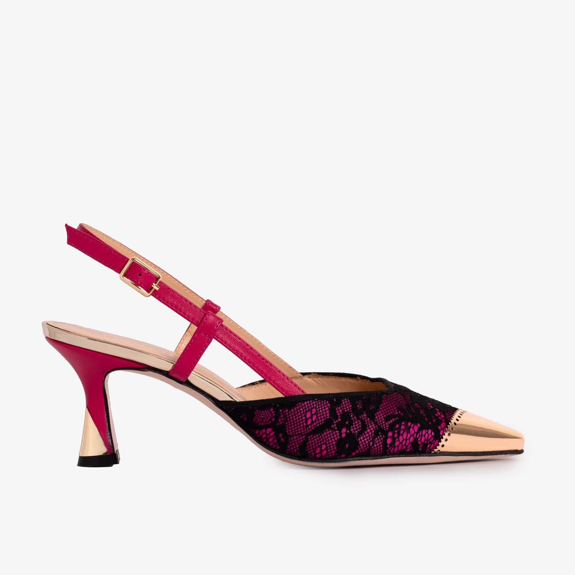 The Bali Fuchsia Leather Slingback Sandal For Sale
