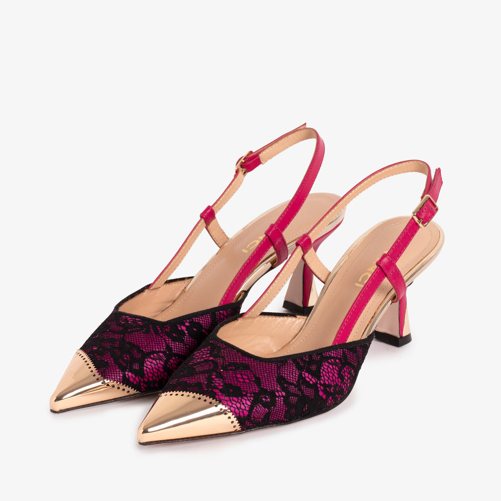 The Bali Fuchsia Leather Slingback Sandal For Sale
