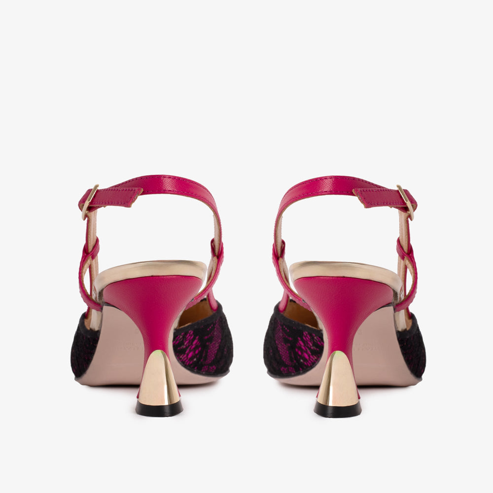 The Bali Fuchsia Leather Slingback Sandal For Sale