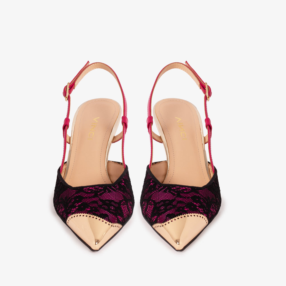 The Bali Fuchsia Leather Slingback Sandal For Sale