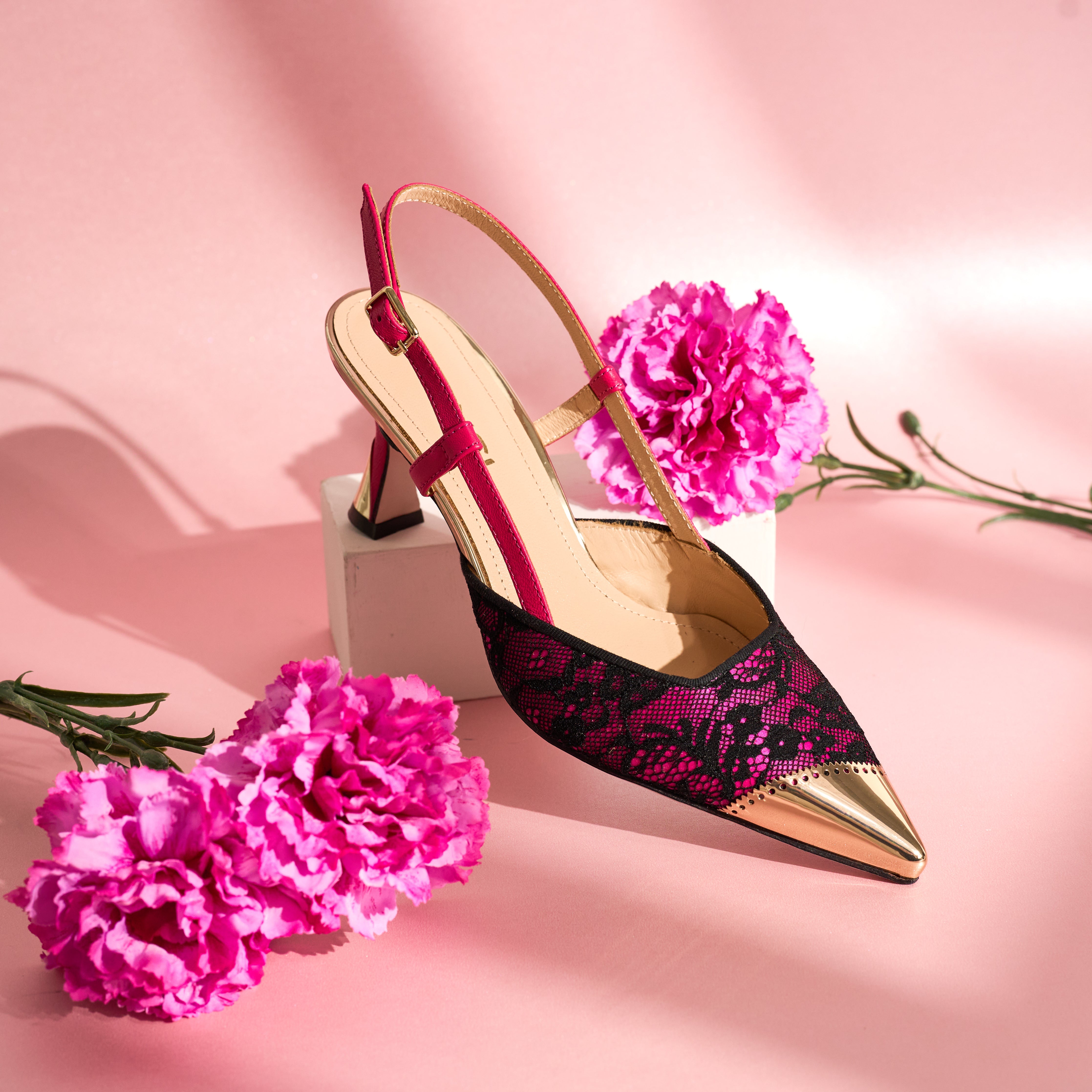 The Bali Fuchsia Leather Slingback Sandal For Sale