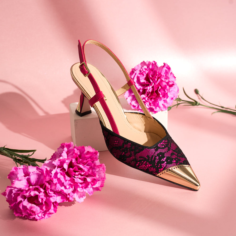 The Bali Fuchsia Leather Slingback Sandal For Sale