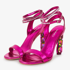 The Torola Fuchsia Stony Heel Leather Sandal Final Sale! All New
