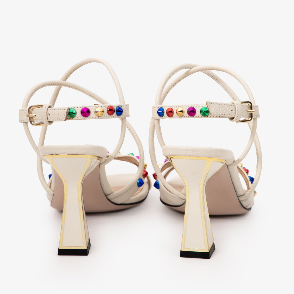 The Aurora Cream Leather Strappy Sandal Universal Fit