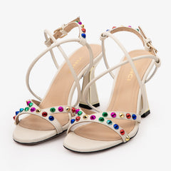 The Aurora Cream Leather Strappy Sandal Universal Fit