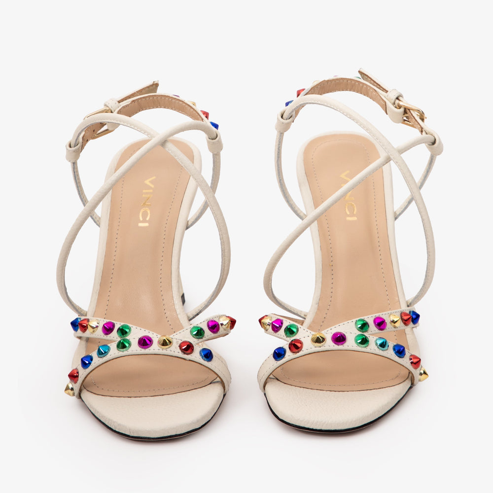 The Aurora Cream Leather Strappy Sandal Universal Fit
